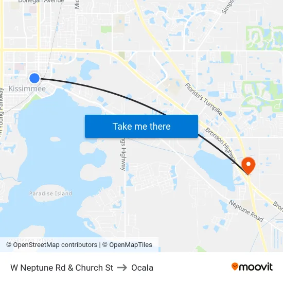 W Neptune Rd & Church St to Ocala map