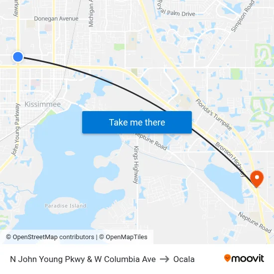 N John Young Pkwy & W Columbia Ave to Ocala map