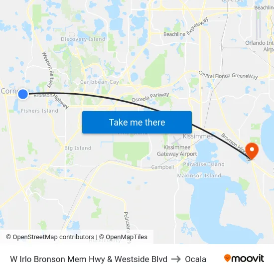 W Irlo Bronson Mem Hwy & Westside Blvd to Ocala map