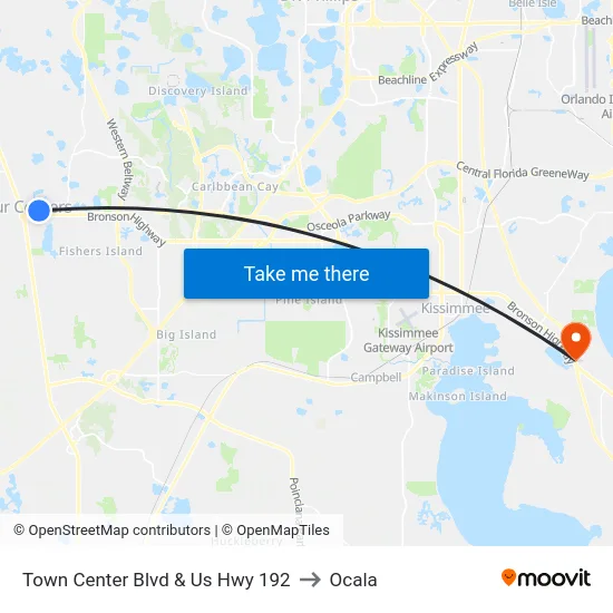 Town Center Blvd & Us Hwy 192 to Ocala map