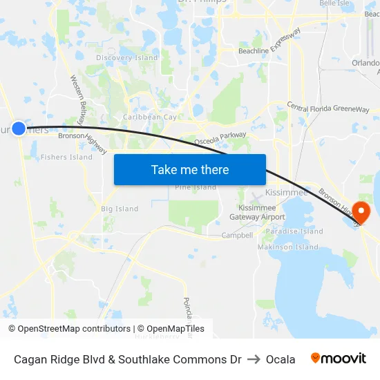 Cagan Ridge Blvd & Southlake Commons Dr to Ocala map