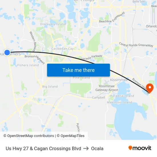 Us Hwy 27 & Cagan Crossings Blvd to Ocala map