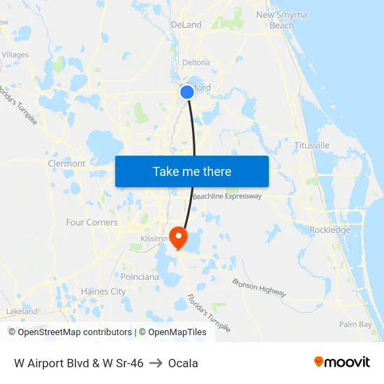 W Airport Blvd & W Sr-46 to Ocala map