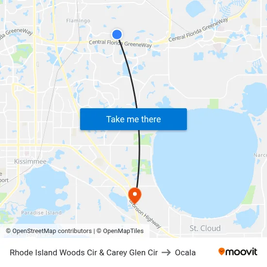 Rhode Island Woods Cir & Carey Glen Cir to Ocala map