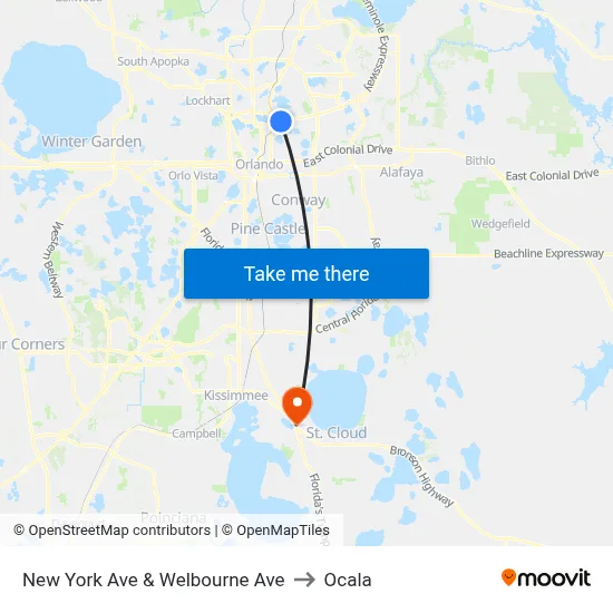 New York Ave & Welbourne Ave to Ocala map