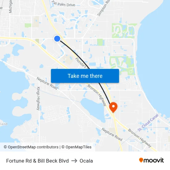Fortune Rd & Bill Beck Blvd to Ocala map