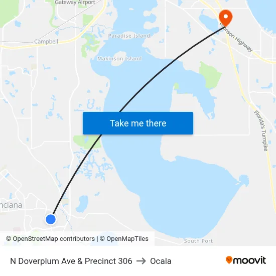 N Doverplum Ave & Precinct 306 to Ocala map