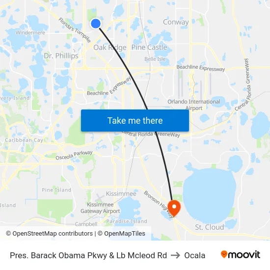 Pres. Barack Obama Pkwy & Lb Mcleod Rd to Ocala map