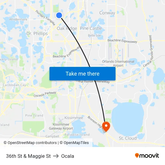 36th St & Maggie St to Ocala map