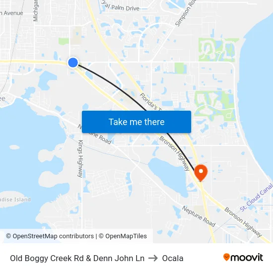 Old Boggy Creek Rd & Denn John Ln to Ocala map