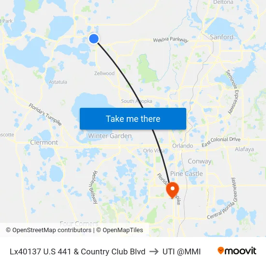 Lx40137 U.S 441 & Country Club Blvd to UTI @MMI map