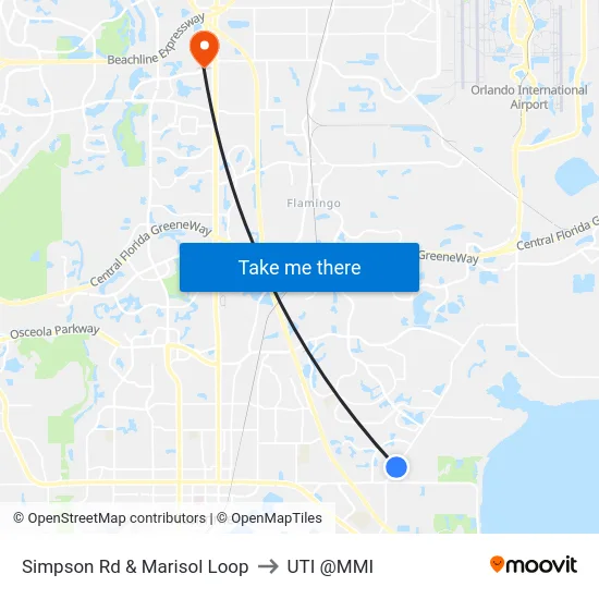 Simpson Rd & Marisol Loop to UTI @MMI map