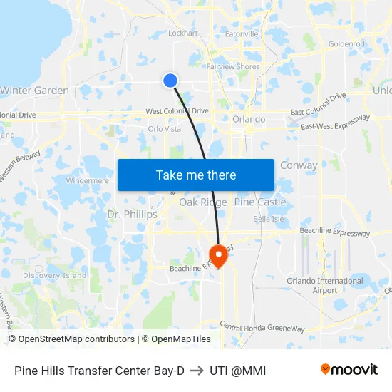 Pine Hills Transfer Center Bay-D to UTI @MMI map