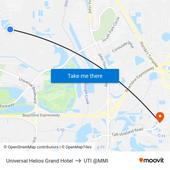 Universal Helios Grand Hotel to UTI @MMI map