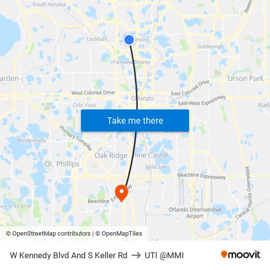 W Kennedy Blvd And S Keller Rd to UTI @MMI map