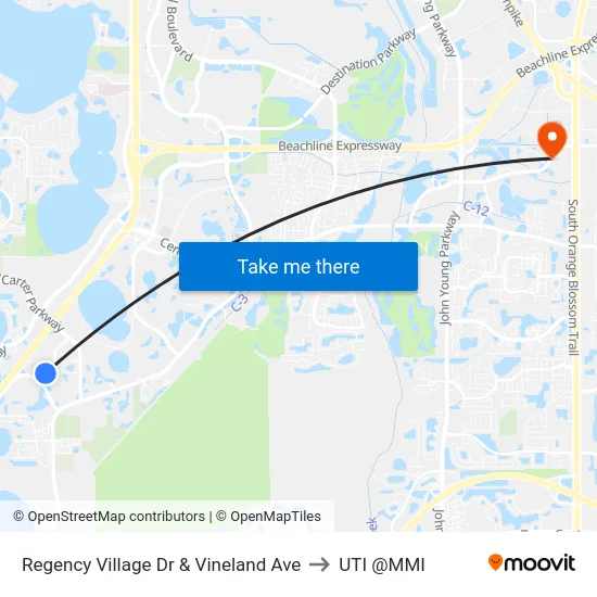 Regency Village Dr & Vineland Ave to UTI @MMI map