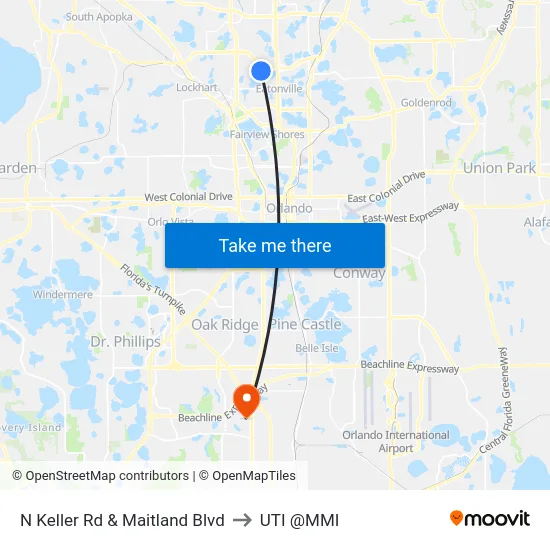 N Keller Rd & Maitland Blvd to UTI @MMI map