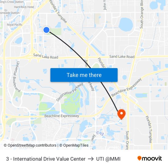 3 - International Drive Value Center to UTI @MMI map