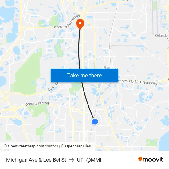 Michigan Ave & Lee Bel St to UTI @MMI map
