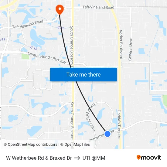 W Wetherbee Rd & Braxed Dr to UTI @MMI map