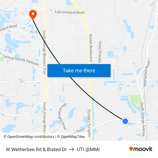 W Wetherbee Rd & Bisted Dr to UTI @MMI map