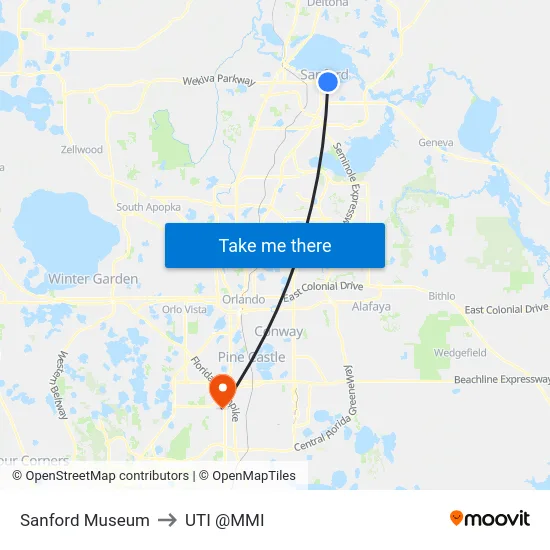 Sanford Museum to UTI @MMI map