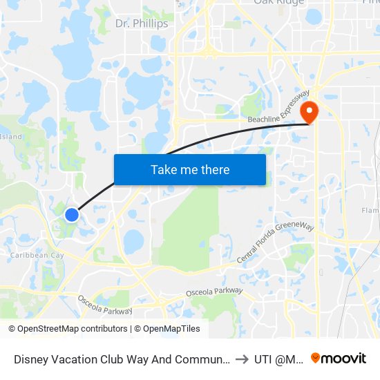 Disney Vacation Club Way And Community Dr to UTI @MMI map
