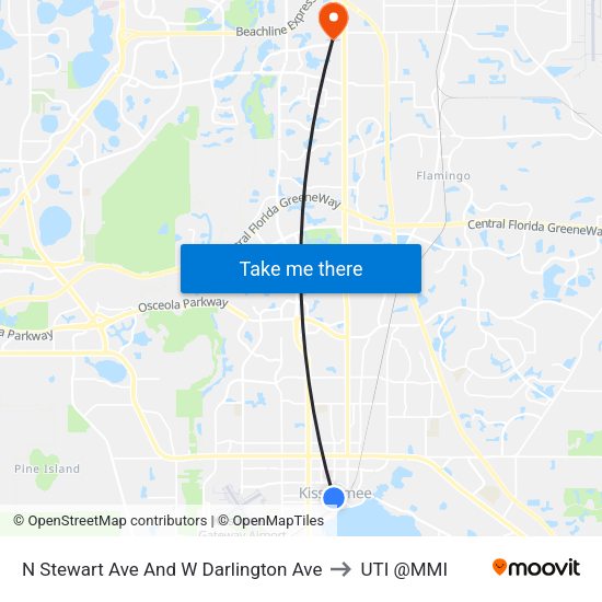 N Stewart Ave And W Darlington Ave to UTI @MMI map