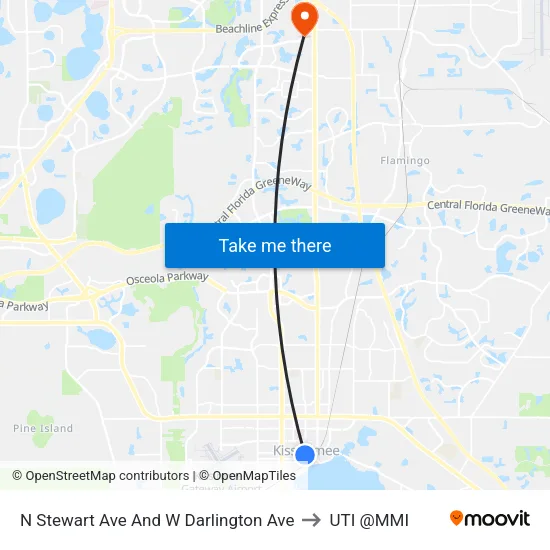 N Stewart Ave And W Darlington Ave to UTI @MMI map