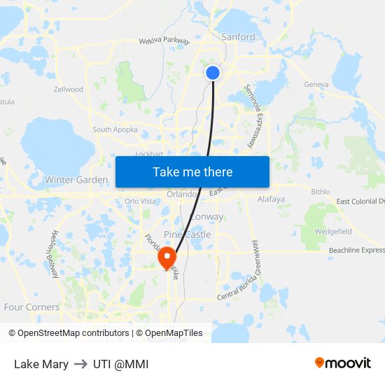 Lake Mary to UTI @MMI map