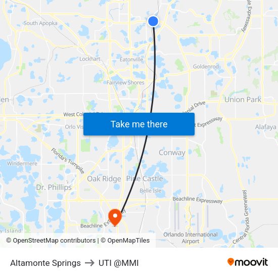 Altamonte Springs to UTI @MMI map