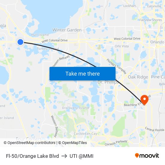 Fl-50/Orange Lake Blvd to UTI @MMI map