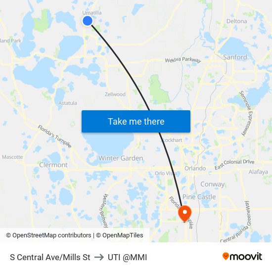 S Central Ave/Mills St to UTI @MMI map