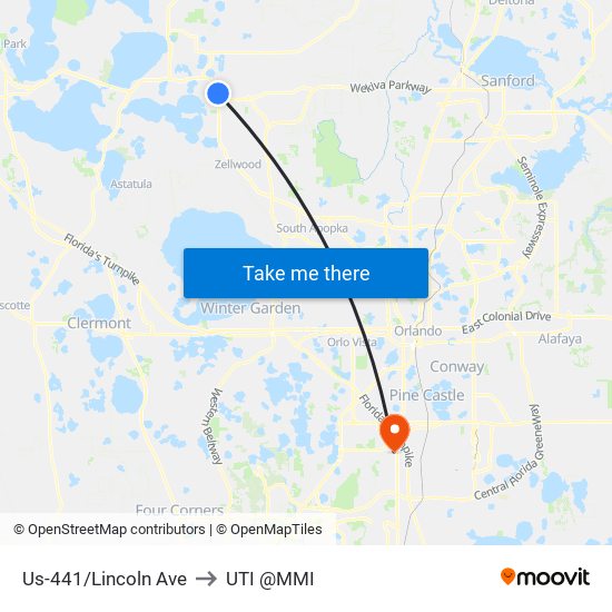 Us-441/Lincoln Ave to UTI @MMI map