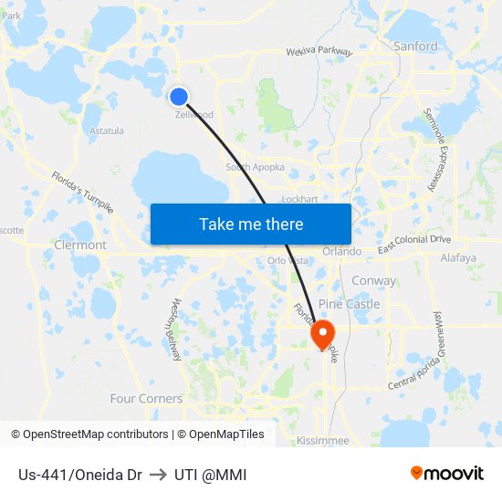 Us-441/Oneida Dr to UTI @MMI map