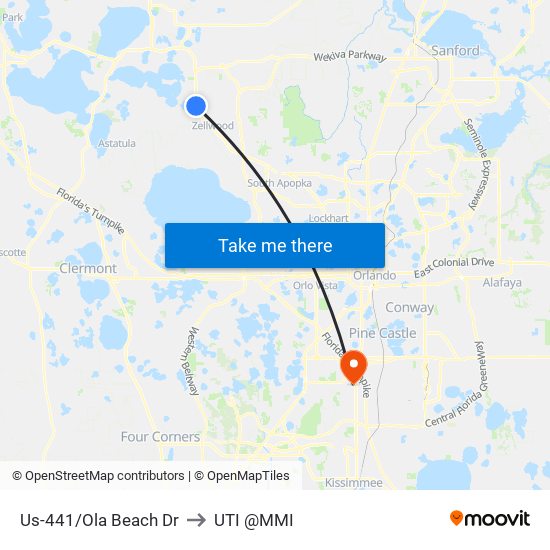 Us-441/Ola Beach Dr to UTI @MMI map