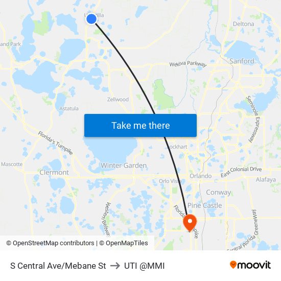 S Central Ave/Mebane St to UTI @MMI map