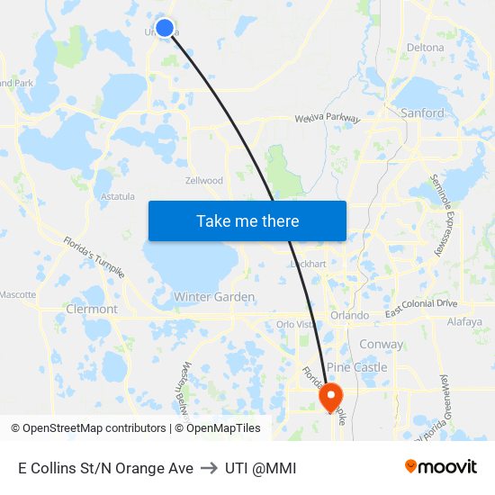 E Collins St/N Orange Ave to UTI @MMI map