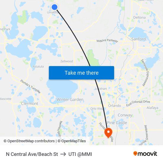 N Central Ave/Beach St to UTI @MMI map