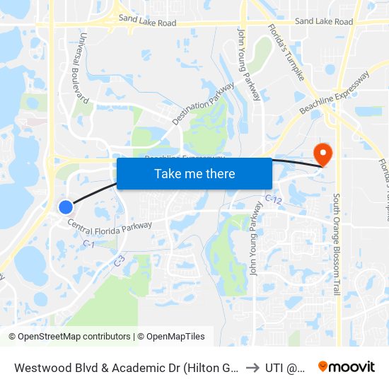 Westwood Blvd & Academic Dr (Hilton Garden Inn) to UTI @MMI map