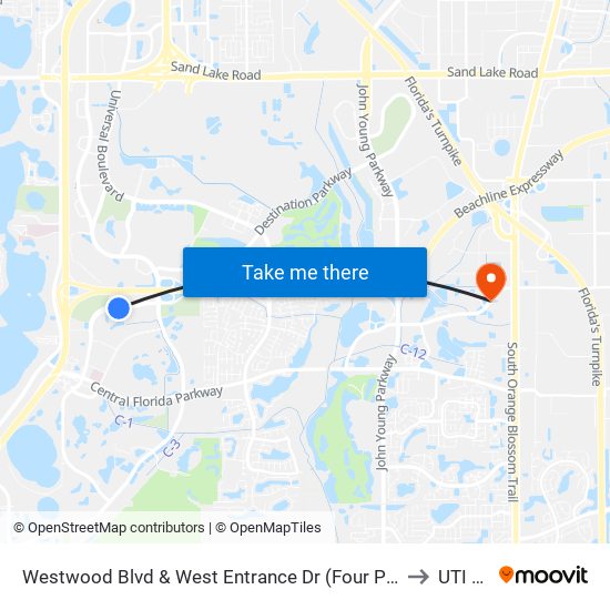 Westwood Blvd & West Entrance Dr (Four Points by Sheraton Convention Ctr) to UTI @MMI map