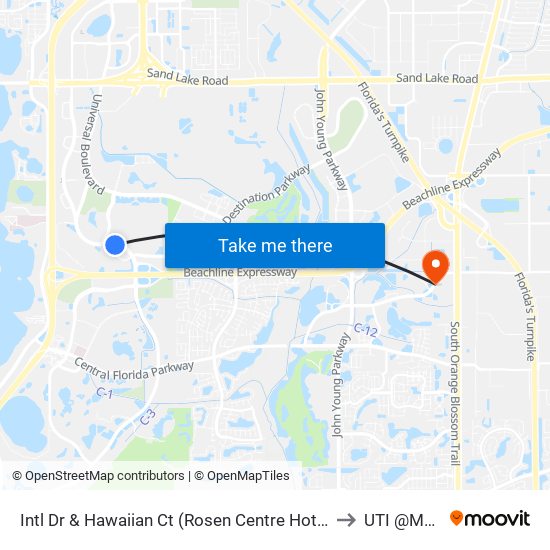 Intl Dr & Hawaiian Ct (Rosen Centre Hotel) to UTI @MMI map