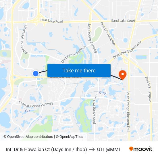 Intl Dr & Hawaiian Ct (Days Inn / Ihop) to UTI @MMI map