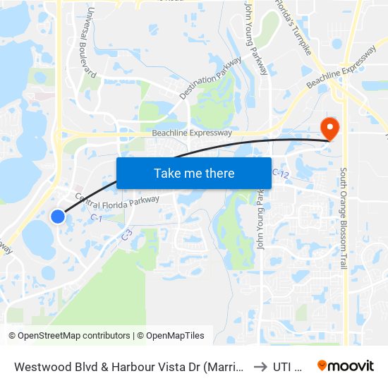 Westwood Blvd & Harbour Vista Dr (Marriott’S Cypress Harbour) to UTI @MMI map