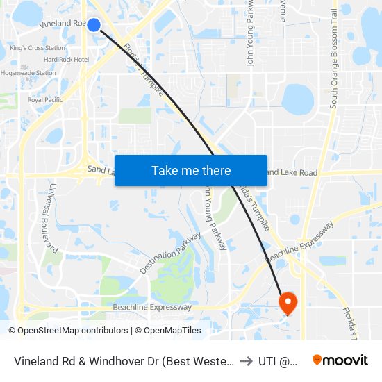 Vineland Rd & Windhover Dr (Best Western Plus) to UTI @MMI map