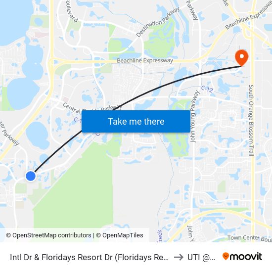 Intl Dr & Floridays Resort Dr (Floridays Resort Orlando) to UTI @MMI map