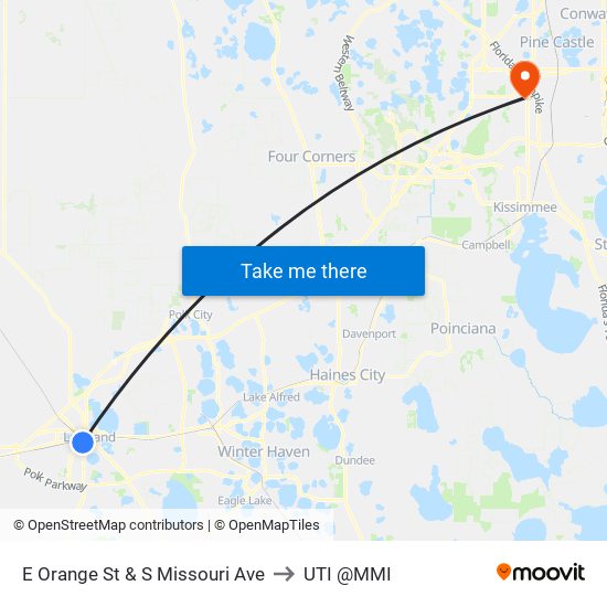 E Orange St & S Missouri Ave to UTI @MMI map