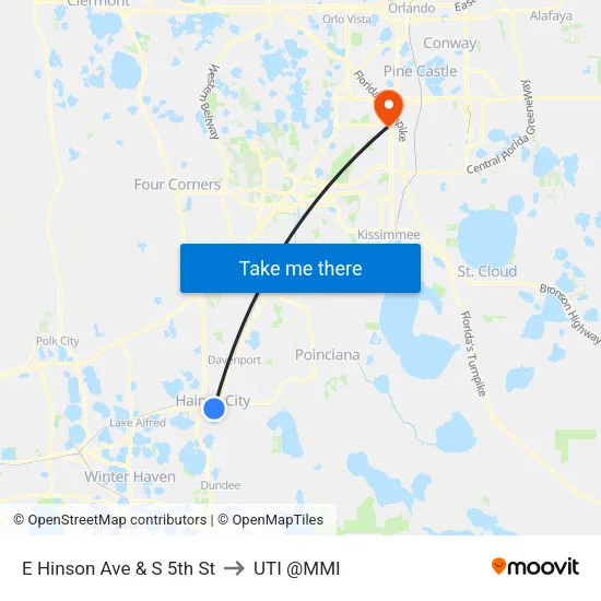 E Hinson Ave & S 5th St to UTI @MMI map
