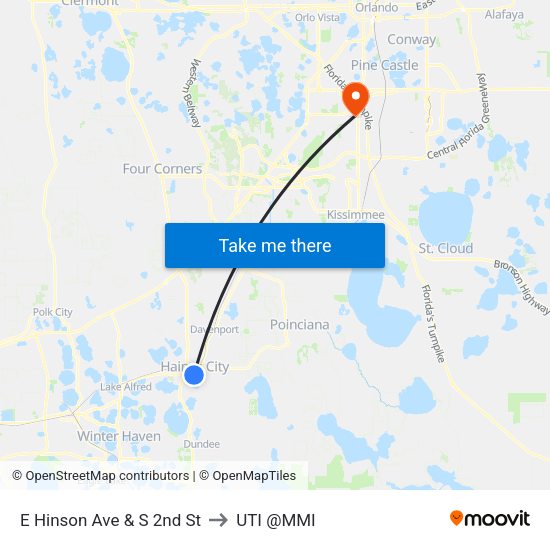 E Hinson Ave & S 2nd St to UTI @MMI map
