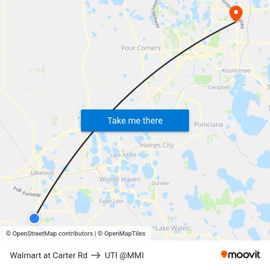Walmart at Carter Rd to UTI @MMI map